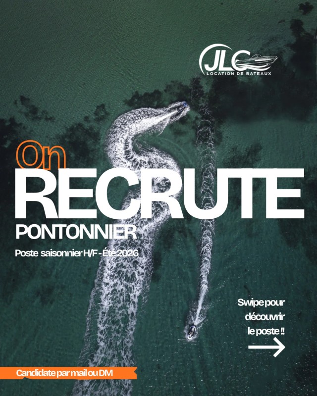 ALERTE JOB  : JLC location de bateau recrute pour là saison 2026-2027